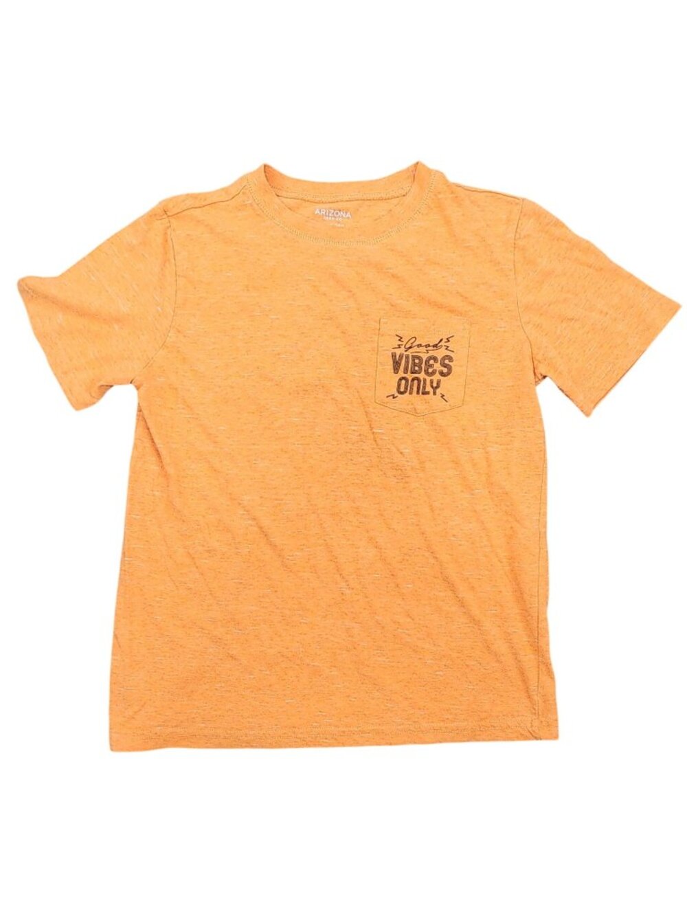 Kid's Arizona Jean Co Orange Pocket Tee T-Shirt Medium Good Vibes Only 10/12